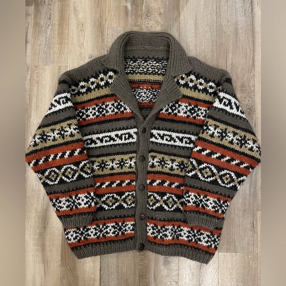 Men's Multicolor Patterned Cardigan Sweater